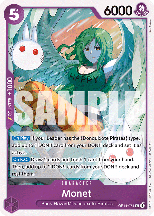 Monet One Piece card (OP14-074, The Azure Sea's Seven)