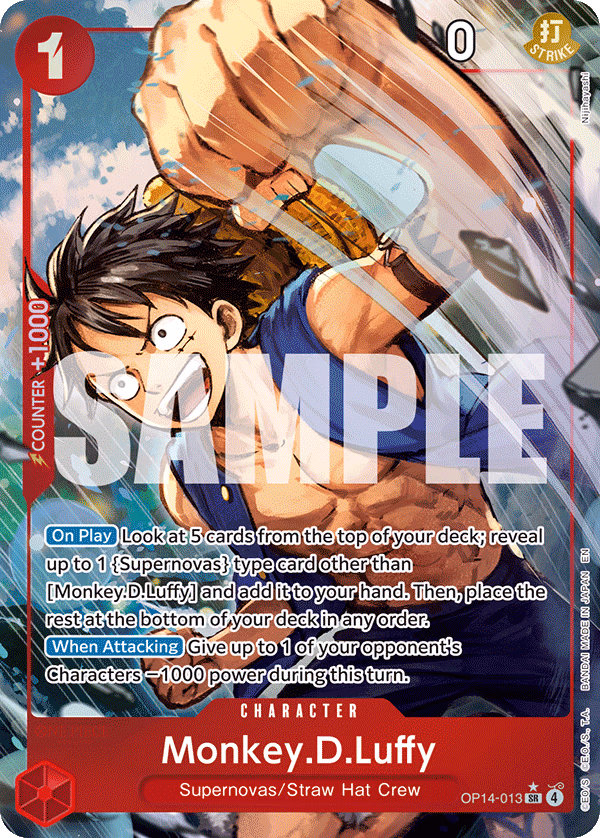 Monkey.D.Luffy (Alternate Art) One Piece card (OP14-013, The Azure Sea's Seven)