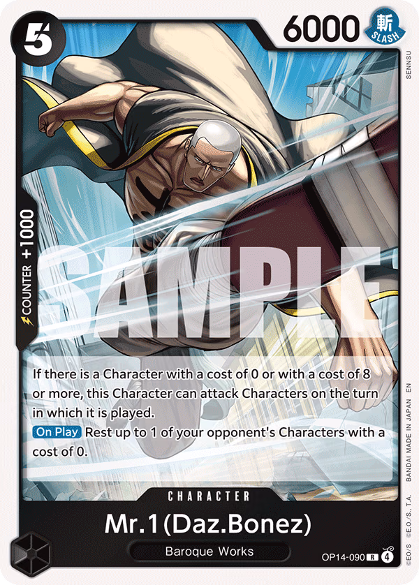 Mr.1(Daz.Bonez) One Piece card (OP14-090, The Azure Sea's Seven)