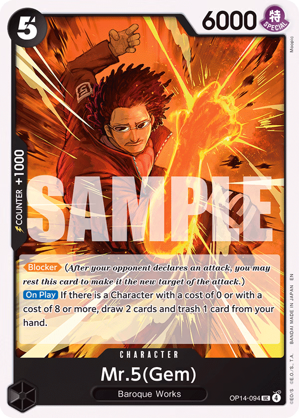 Mr.5(Gem) One Piece card (OP14-094, The Azure Sea's Seven)