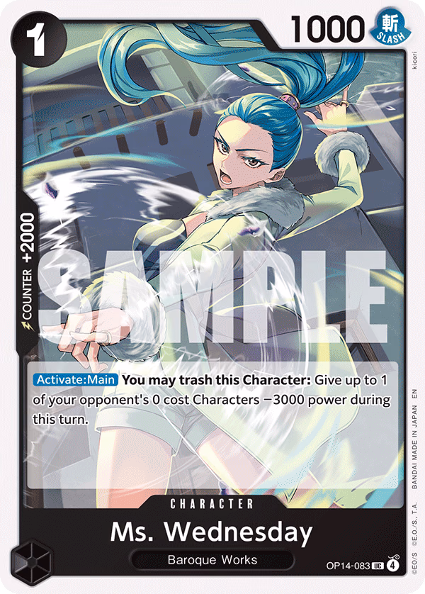 Ms. Wednesday One Piece card (OP14-083, The Azure Sea's Seven)