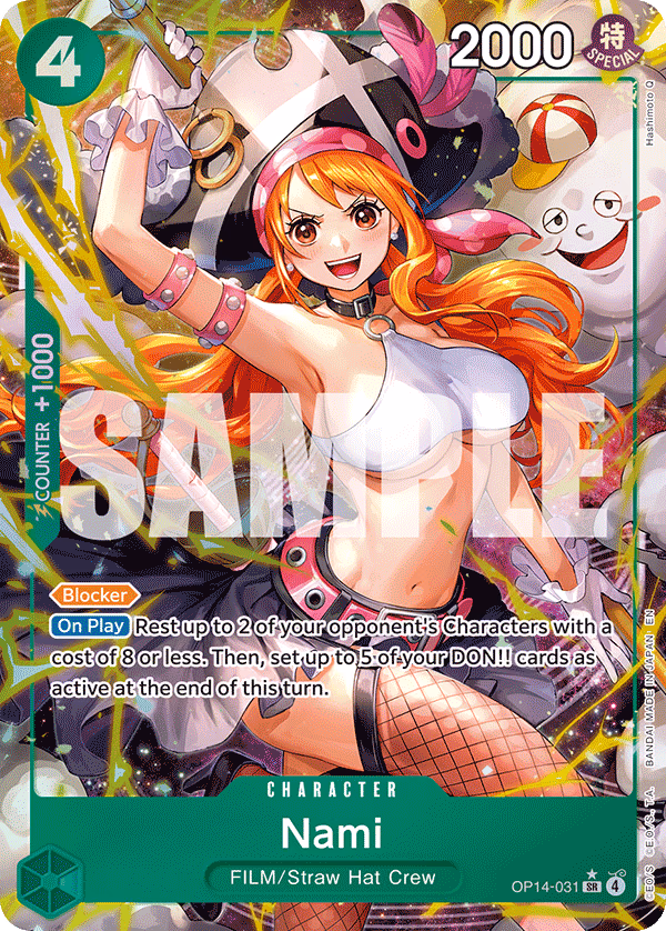 Nami (Alternate Art) One Piece card (OP14-031, The Azure Sea's Seven)