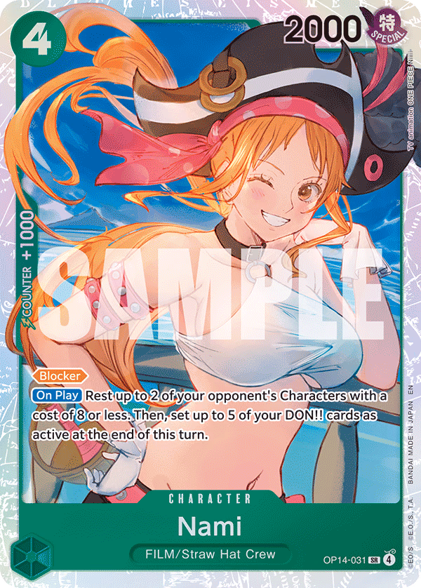 Nami One Piece card (OP14-031, The Azure Sea's Seven)