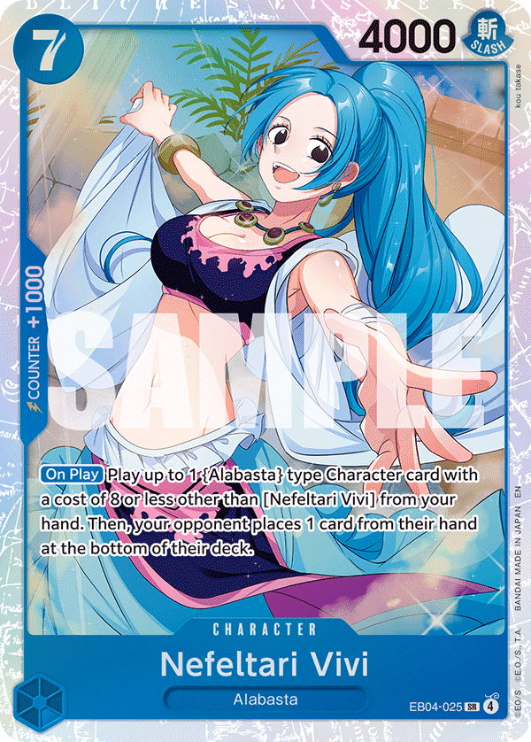 Nefeltari Vivi One Piece card (EB04-025, The Azure Sea's Seven)