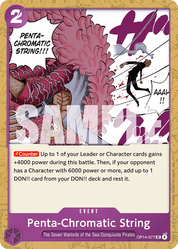 Penta-Chromatic String One Piece card (OP14-077, The Azure Sea's Seven)