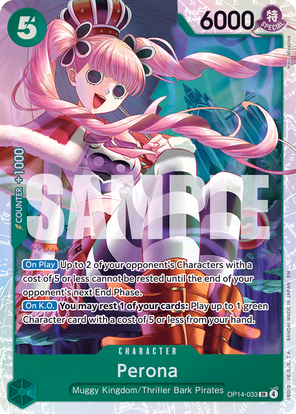 Perona One Piece card (OP14-033, The Azure Sea's Seven)