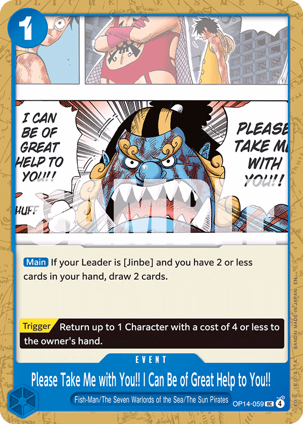 Please Take Me with You!! I Can Be of Great Help to You!! One Piece card (OP14-059, The Azure Sea's Seven)