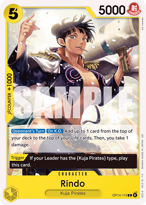Rindo One Piece card (OP14-115, The Azure Sea's Seven)