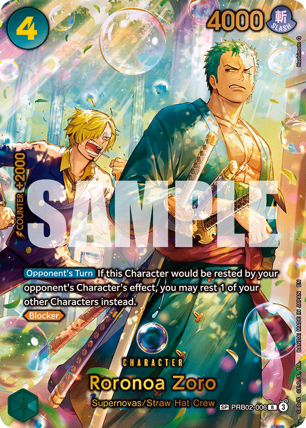 Roronoa Zoro (SP Card) One Piece card (PRB02-006, The Azure Sea's Seven)