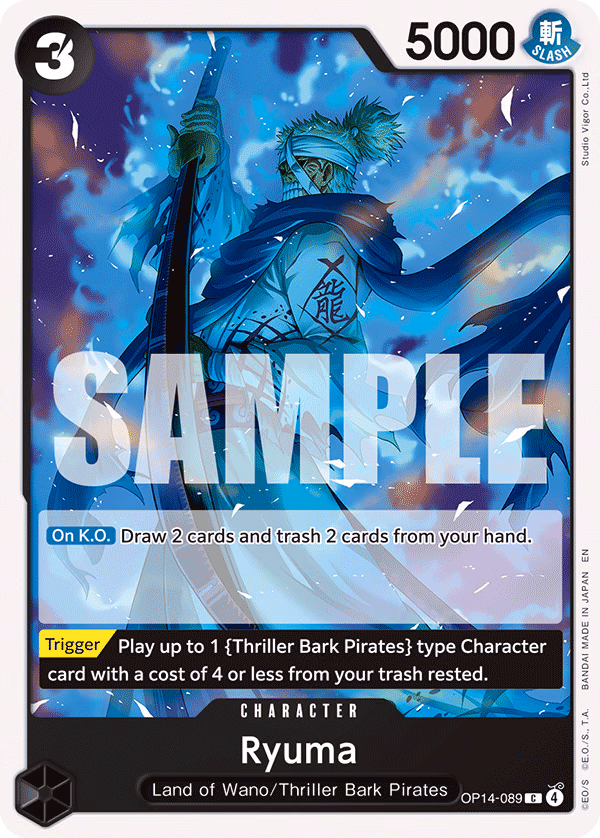 Ryuma One Piece card (OP14-089, The Azure Sea's Seven)