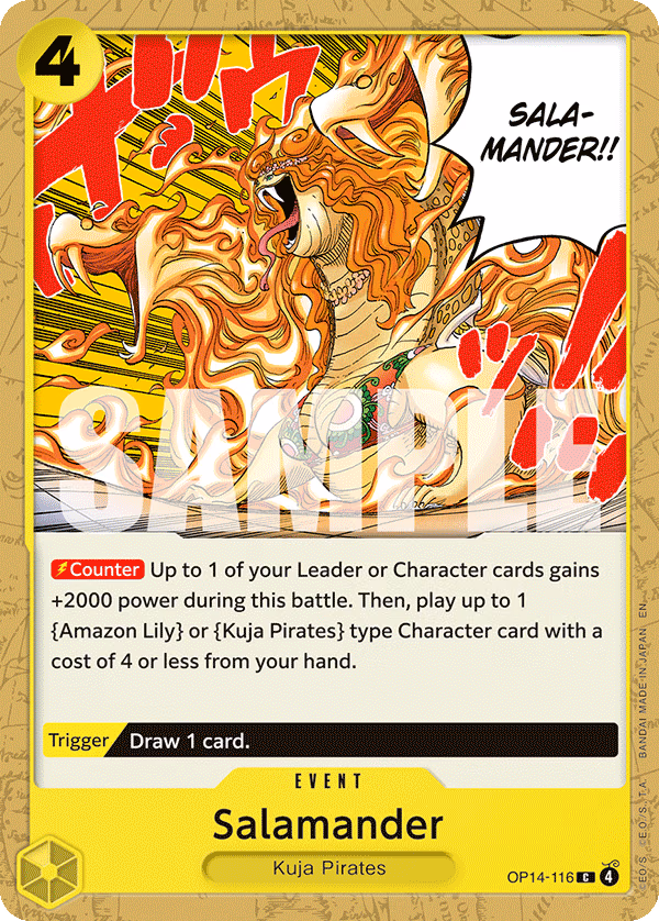 Salamander One Piece card (OP14-116, The Azure Sea's Seven)