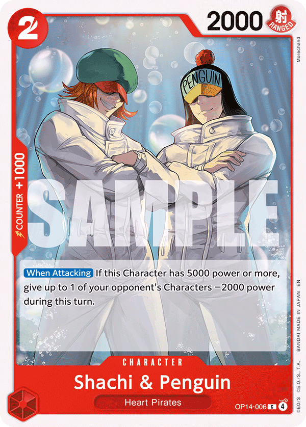 Shachi & Penguin One Piece card (OP14-006, The Azure Sea's Seven)