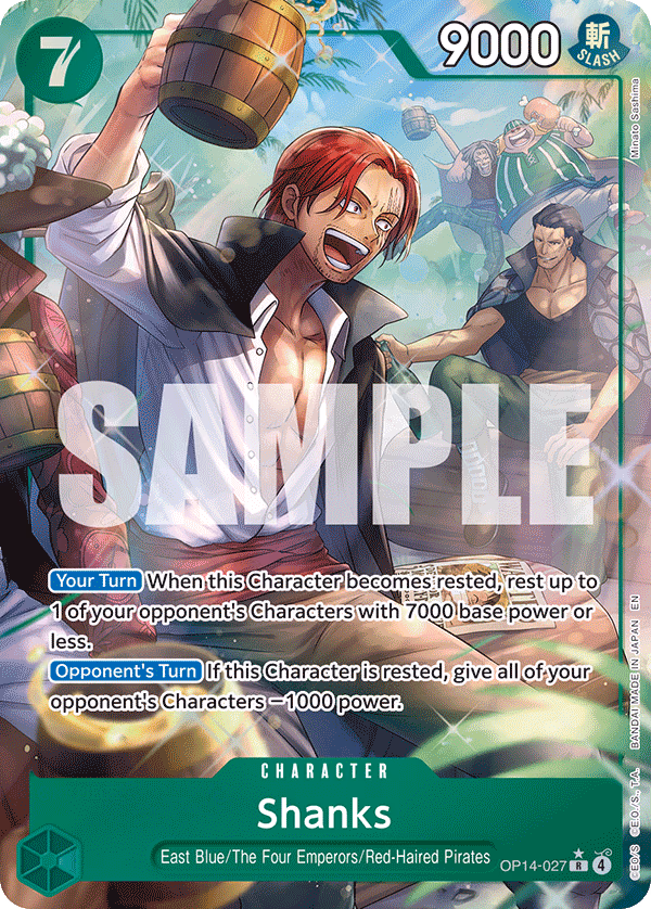 Shanks (Alternate Art) One Piece card (OP14-027, The Azure Sea's Seven)