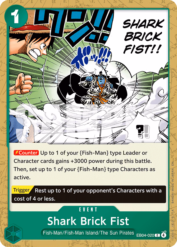 Shark Brick Fist One Piece card (EB04-020, The Azure Sea's Seven)