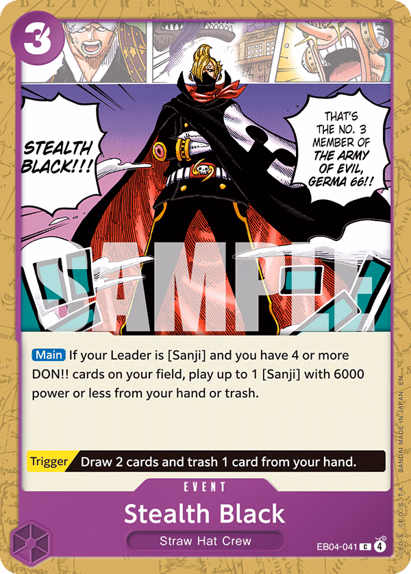 Stealth Black One Piece card (EB04-041, The Azure Sea's Seven)