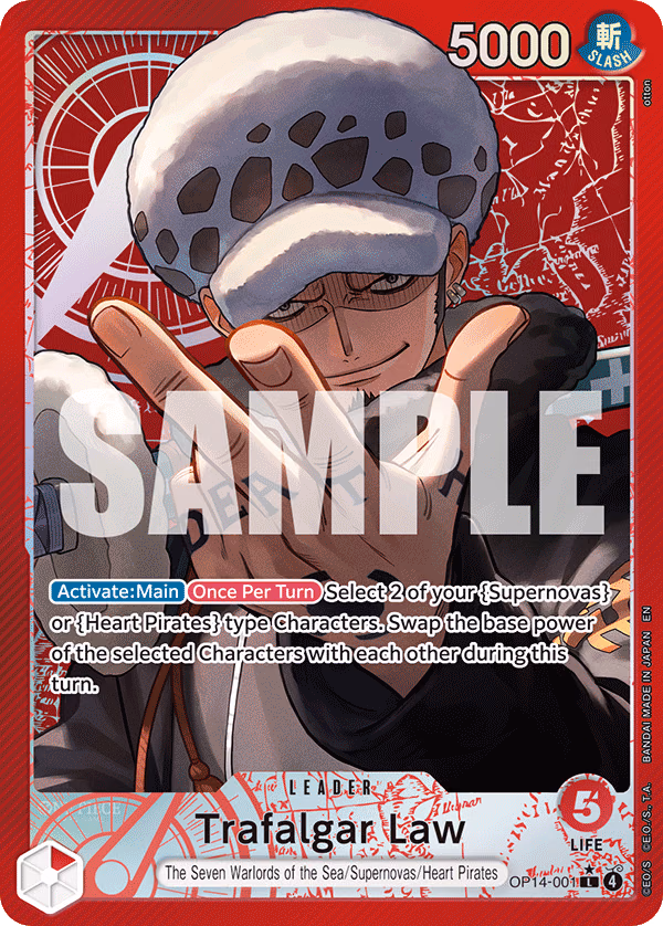 Trafalgar Law (Alternate Art) One Piece card (OP14-001, The Azure Sea's Seven)