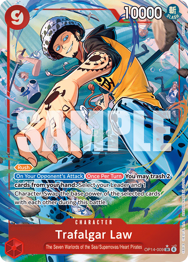Trafalgar Law (Alternate Art) One Piece card (OP14-009, The Azure Sea's Seven)