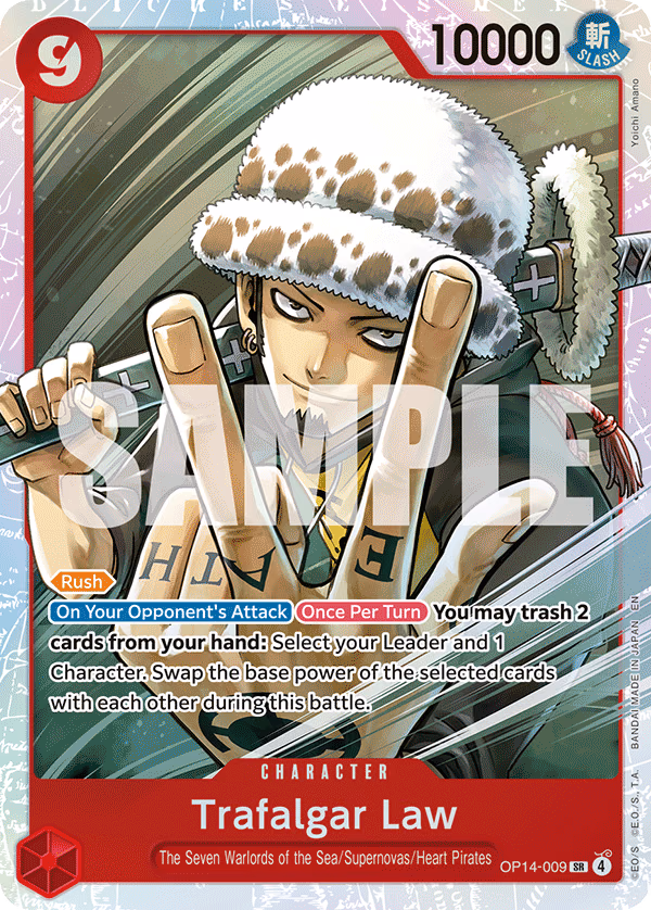 Trafalgar Law One Piece card (OP14-009, The Azure Sea's Seven)