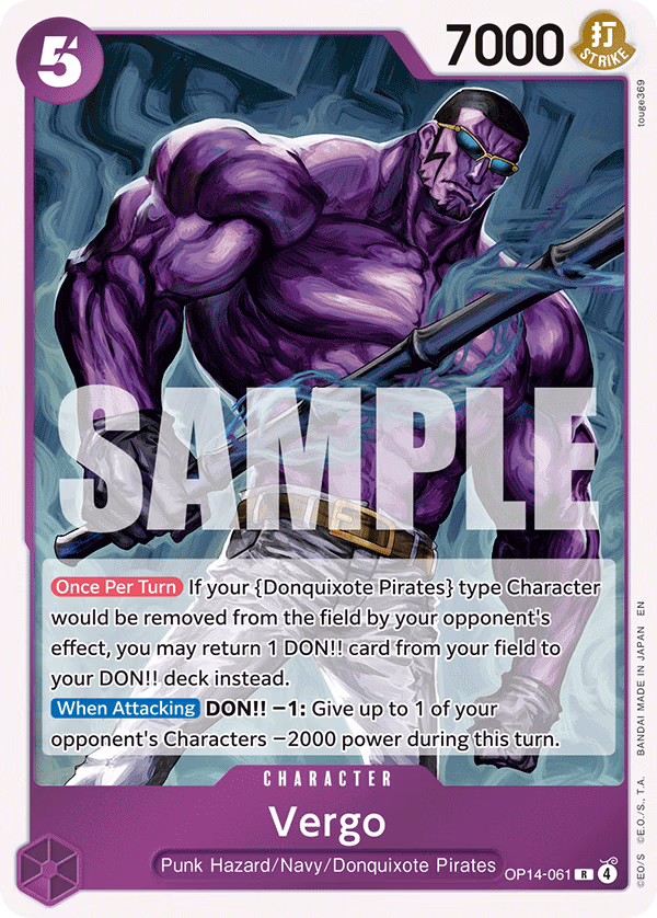 Vergo One Piece card (OP14-061, The Azure Sea's Seven)