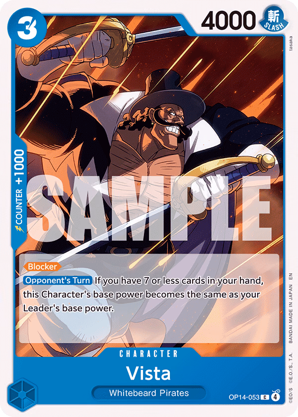 Vista One Piece card (OP14-053, The Azure Sea's Seven)