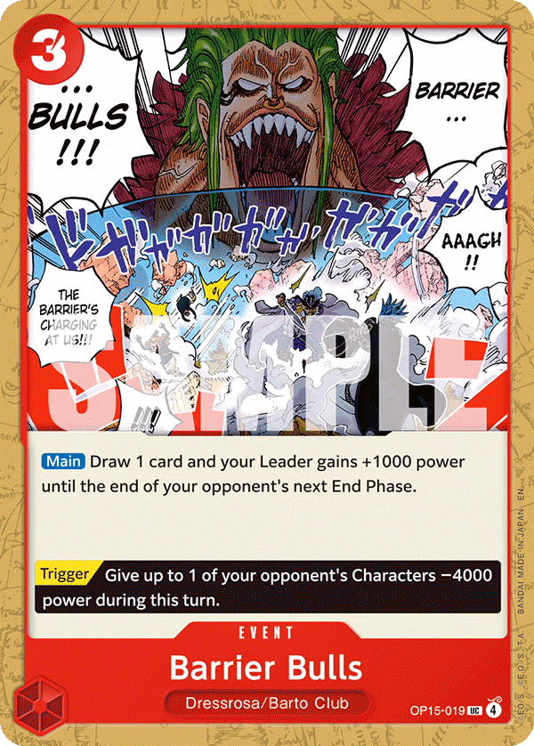 Barrier Bulls One Piece card (OP15-019, Adventure on Kami's Island)
