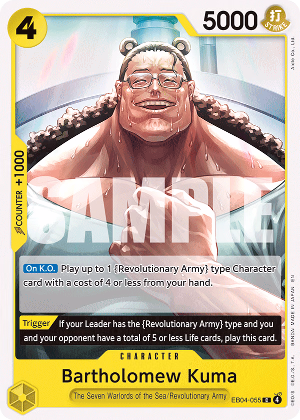 Bartholomew Kuma One Piece card (EB04-055, Adventure on Kami's Island)