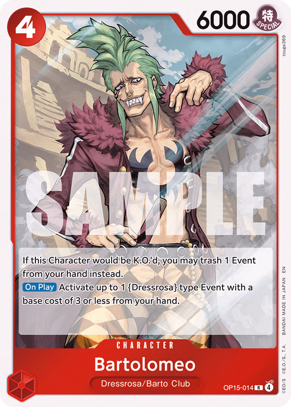 Bartolomeo One Piece card (OP15-014, Adventure on Kami's Island)