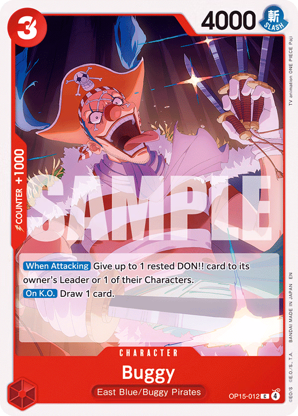 Buggy One Piece card (OP15-012, Adventure on Kami's Island)