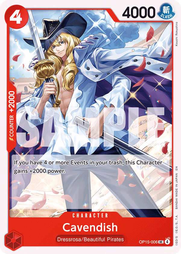 Cavendish One Piece card (OP15-006, Adventure on Kami's Island)
