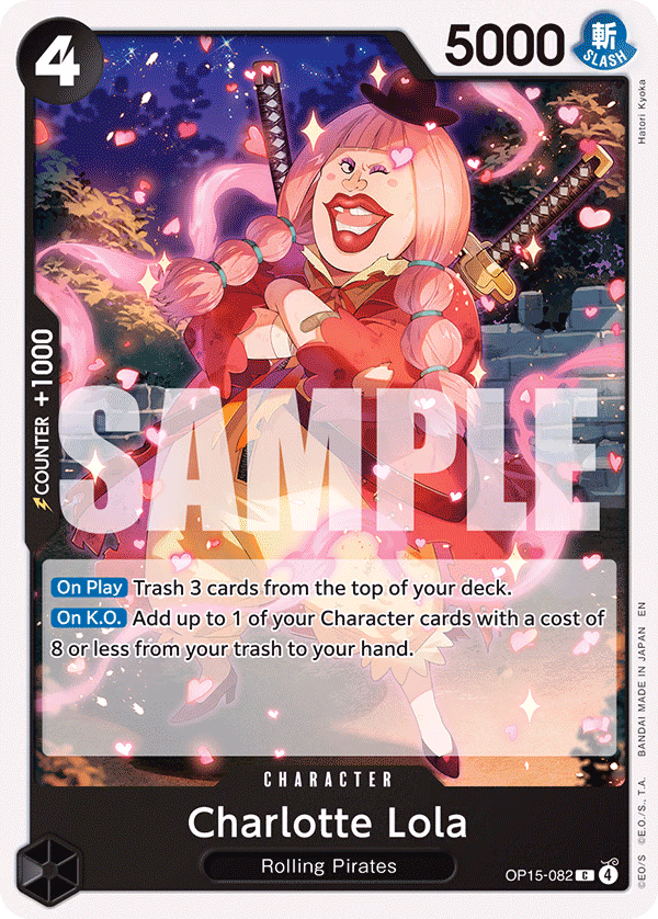Charlotte Lola One Piece card (OP15-082, Adventure on Kami's Island)