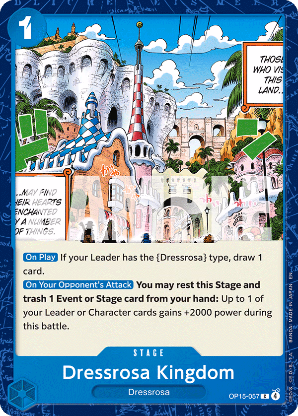 Dressrosa Kingdom One Piece card (OP15-057, Adventure on Kami's Island)