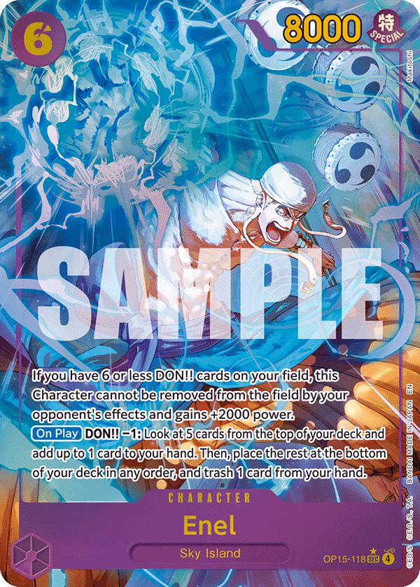 Enel (Alternate Art) One Piece card (OP15-118, Adventure on Kami's Island)