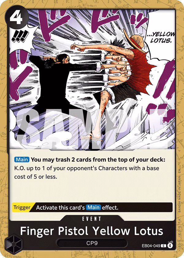 Finger Pistol Yellow Lotus One Piece card (EB04-049, Adventure on Kami's Island)
