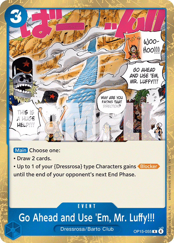 Go Ahead and Use 'Em, Mr. Luffy!!! One Piece card (OP15-055, Adventure on Kami's Island)