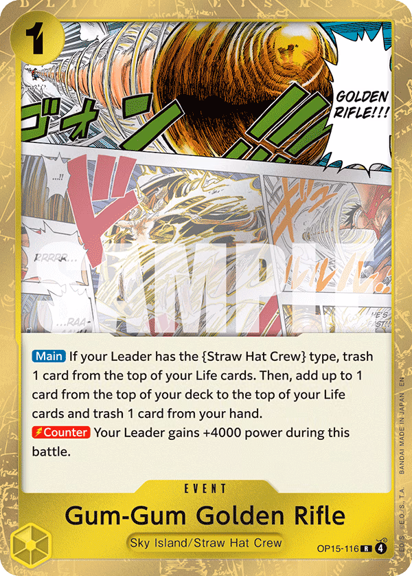Gum-Gum Golden Rifle One Piece card (OP15-116, Adventure on Kami's Island)