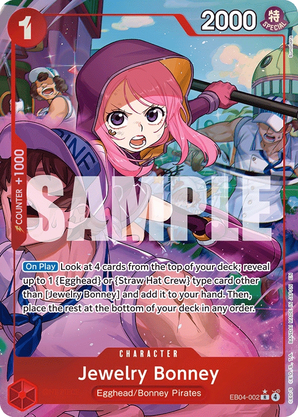 Jewelry Bonney (Alternate Art) One Piece card (EB04-002, Adventure on Kami's Island)