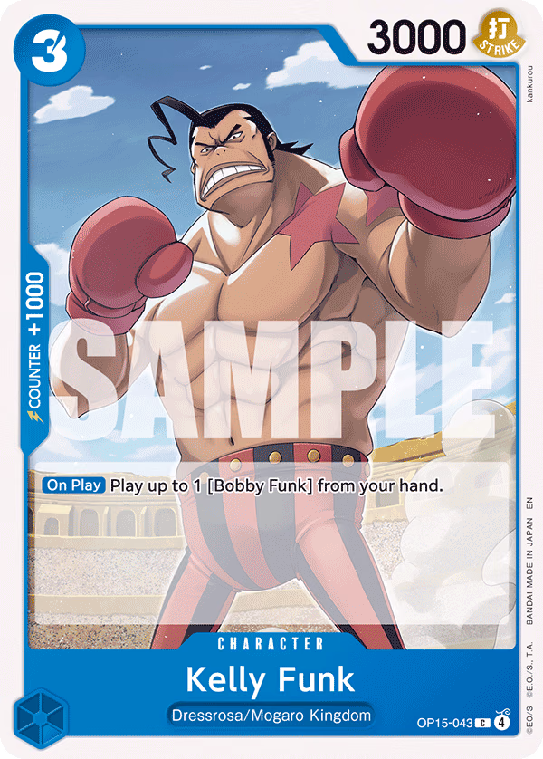 Kelly Funk One Piece card (OP15-043, Adventure on Kami's Island)