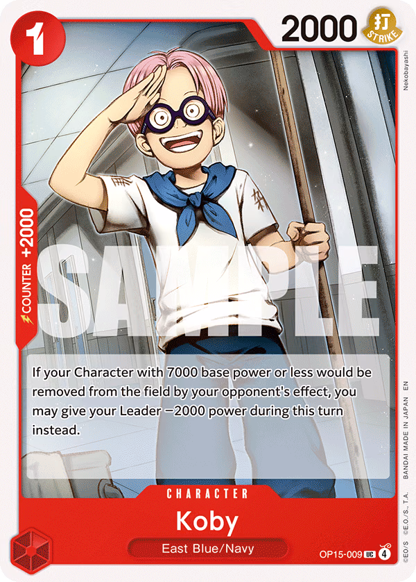 Koby One Piece card (OP15-009, Adventure on Kami's Island)