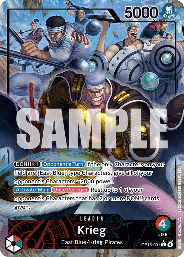 Krieg (Alternate Art) One Piece card (OP15-001, Adventure on Kami's Island)