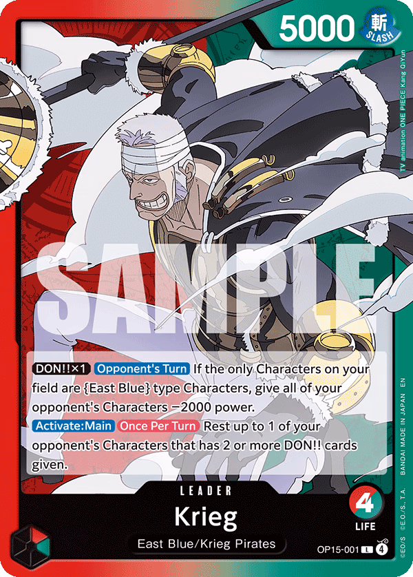 Krieg One Piece card (OP15-001, Adventure on Kami's Island)
