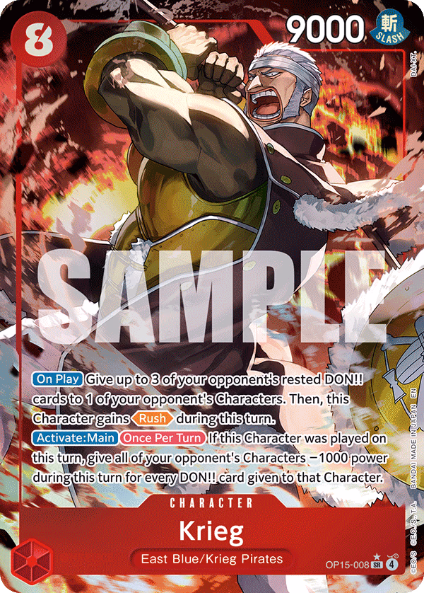 Krieg (Alternate Art) One Piece card (OP15-008, Adventure on Kami's Island)