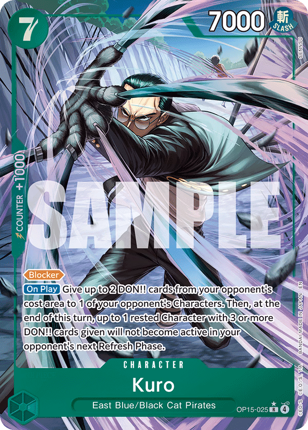 Kuro (Alternate Art) One Piece card (OP15-025, Adventure on Kami's Island)