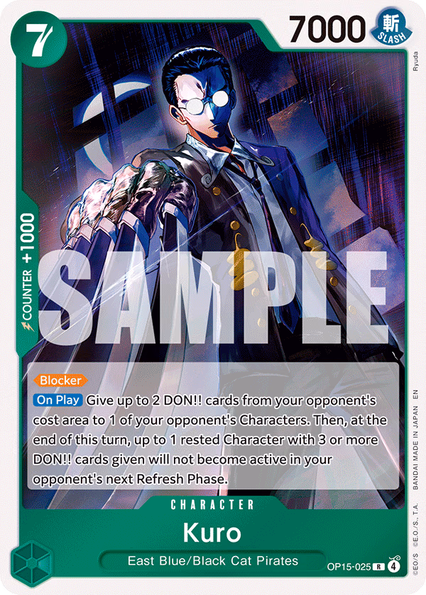 Kuro One Piece card (OP15-025, Adventure on Kami's Island)