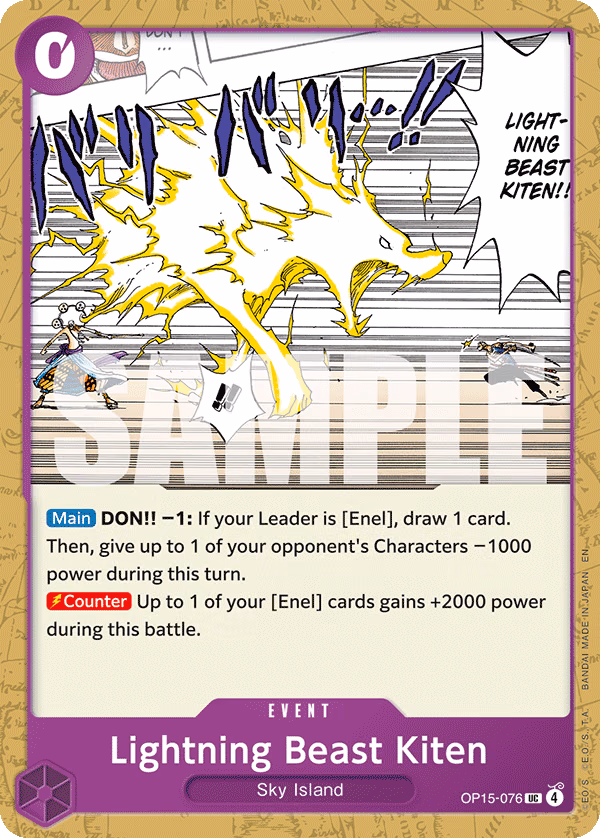 Lightning Beast Kiten One Piece card (OP15-076, Adventure on Kami's Island)