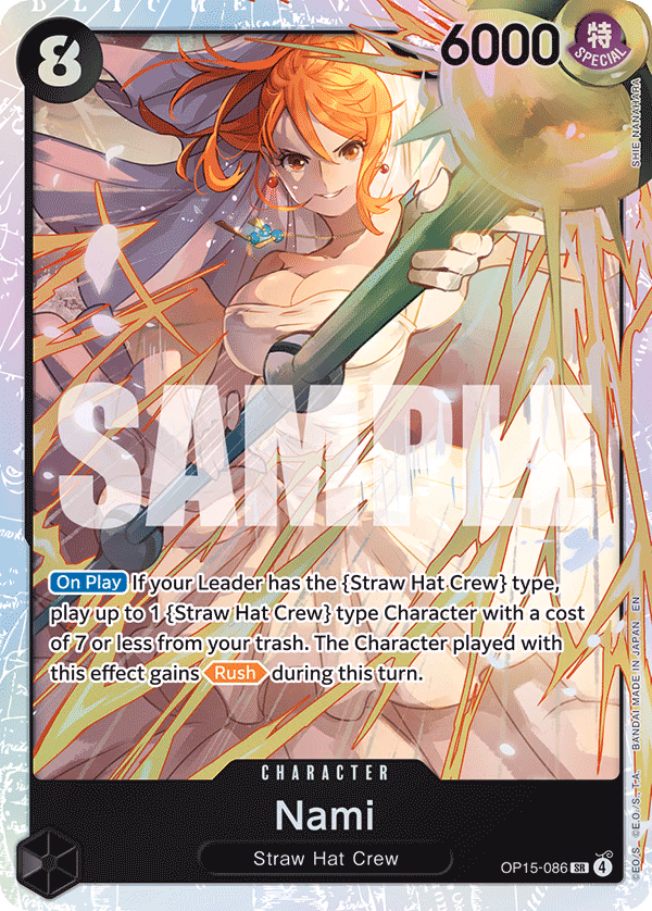 Nami One Piece card (OP15-086, Adventure on Kami's Island)