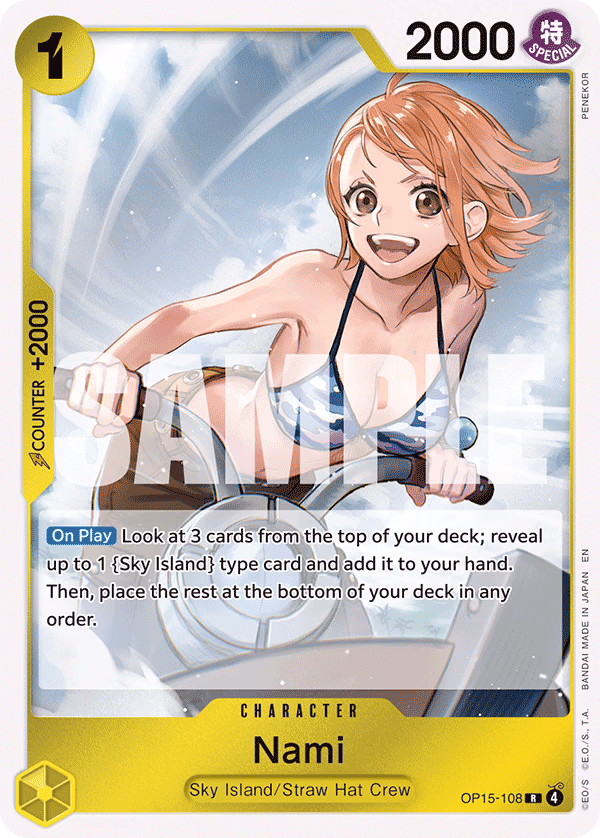 Nami One Piece card (OP15-108, Adventure on Kami's Island)