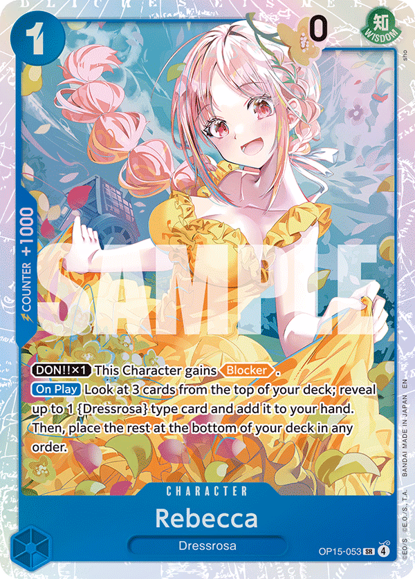 Rebecca One Piece card (OP15-053, Adventure on Kami's Island)