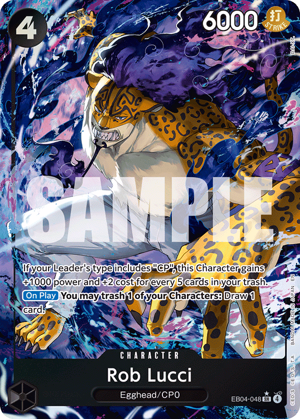 Rob Lucci (Alternate Art) One Piece card (EB04-048, Adventure on Kami's Island)