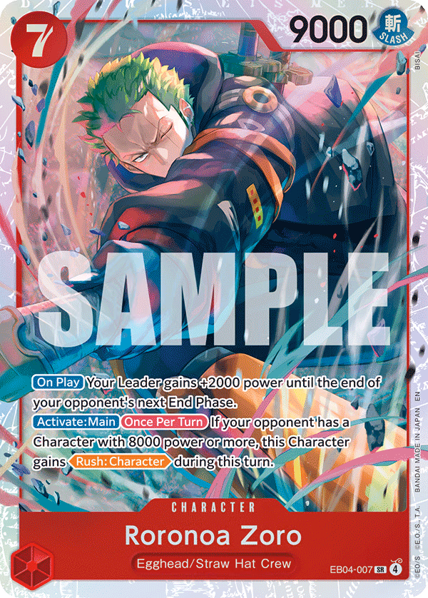 Roronoa Zoro One Piece card (EB04-007, Adventure on Kami's Island)