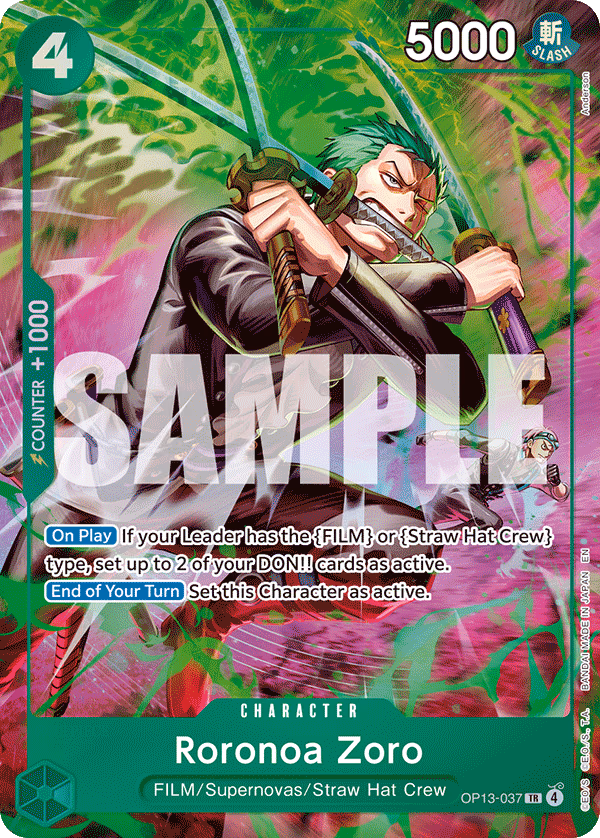 Roronoa Zoro (Alt Art) One Piece card (OP13-037, Adventure on Kami's Island)